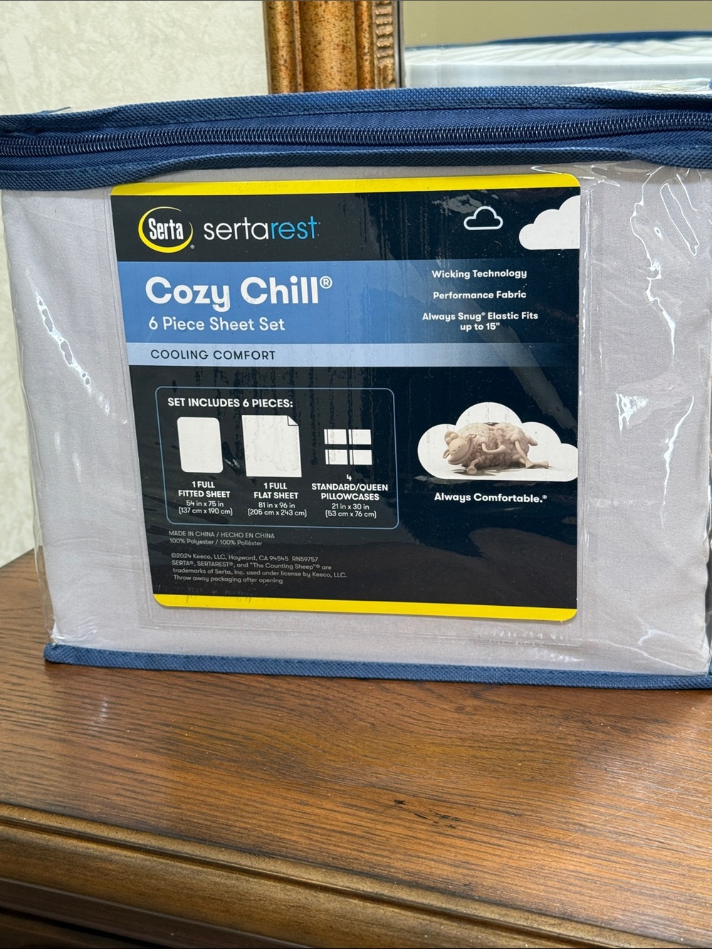 Serta Cozy Chill 6-Piece Full Sheet Set - Light Gray. - Picture 2 of 12